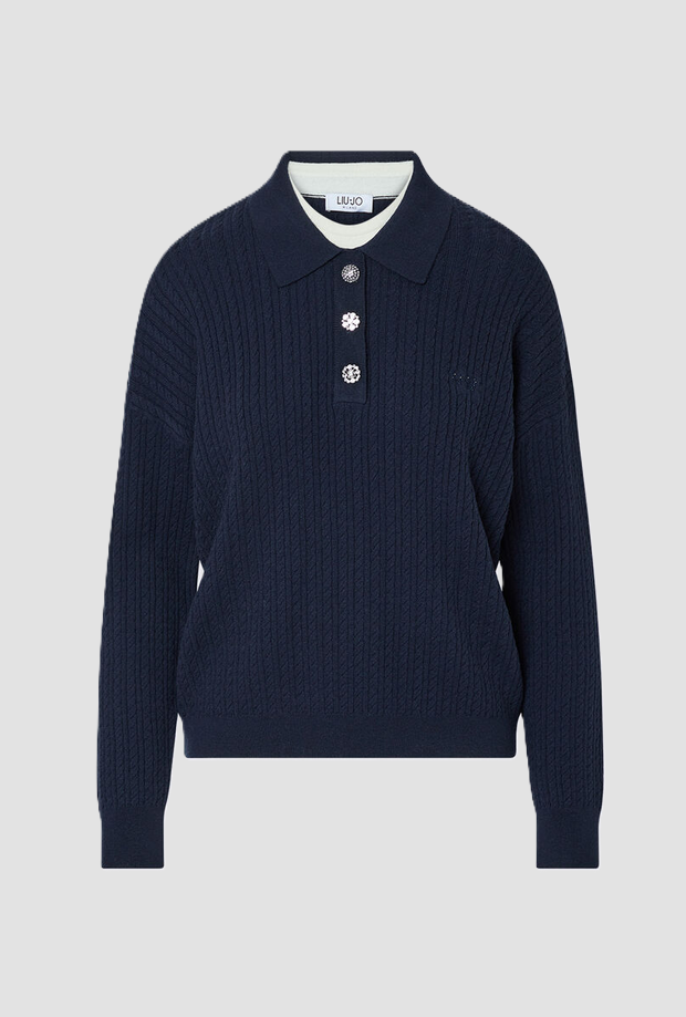 Polo in maglia donna blu notte 