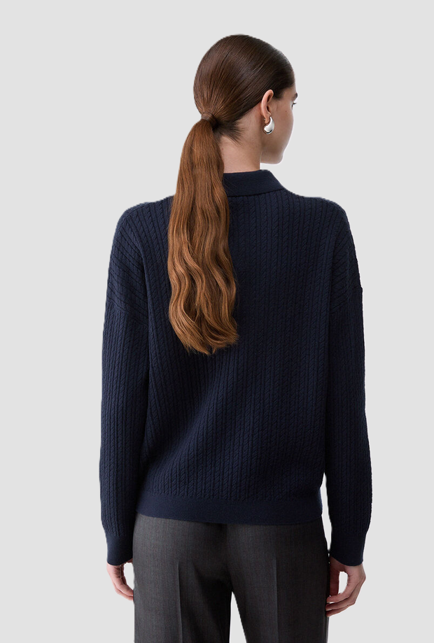 Polo in maglia donna blu notte 