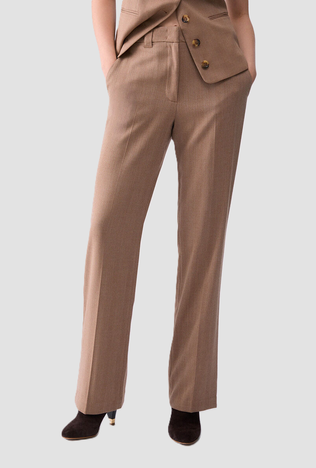 Pantalone straight donna beige 