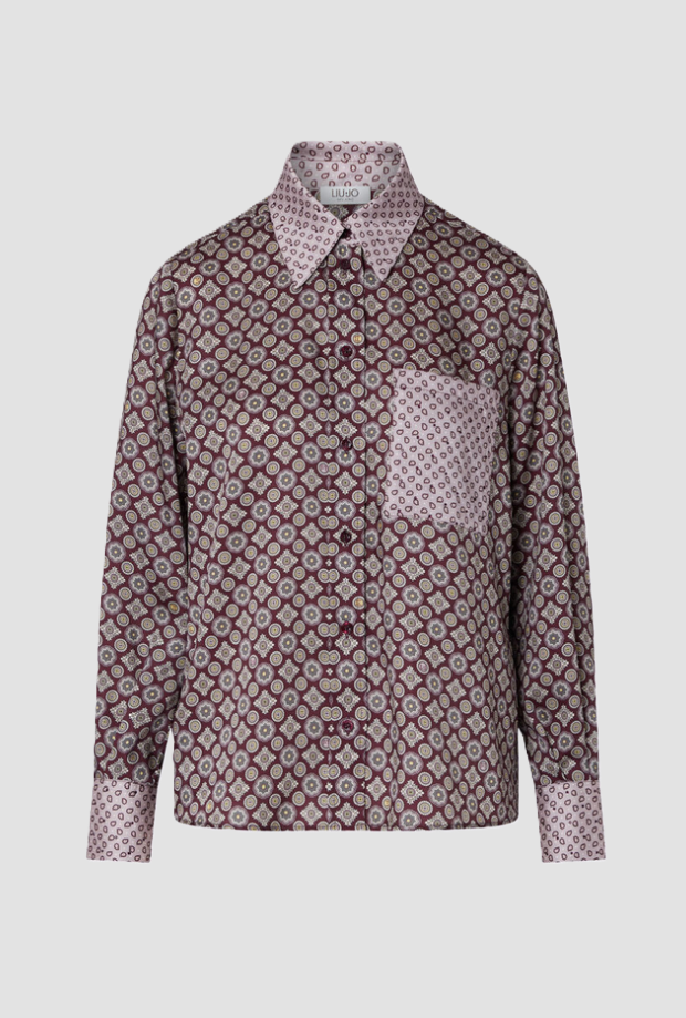Camicia con stampa donna viola 