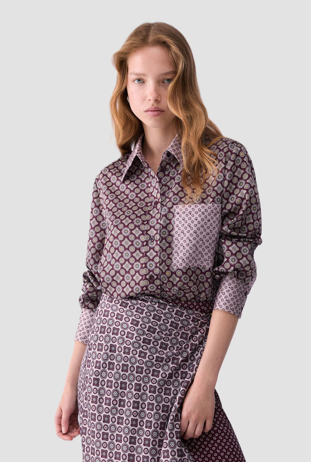 Camicia con stampa donna viola 