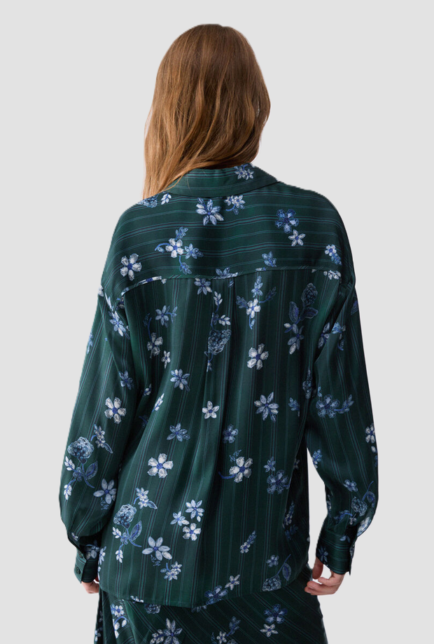 Camicia con stampa e taschino donna verde 