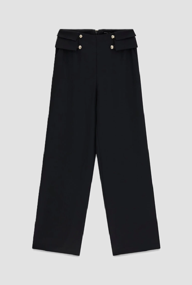 Pantalone wide leg donna nero 