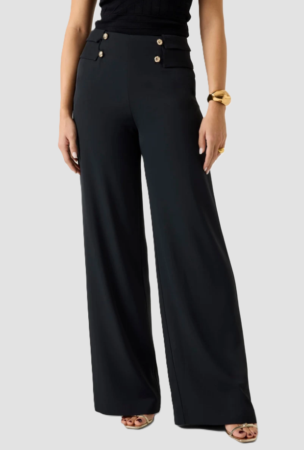 Pantalone wide leg donna nero 