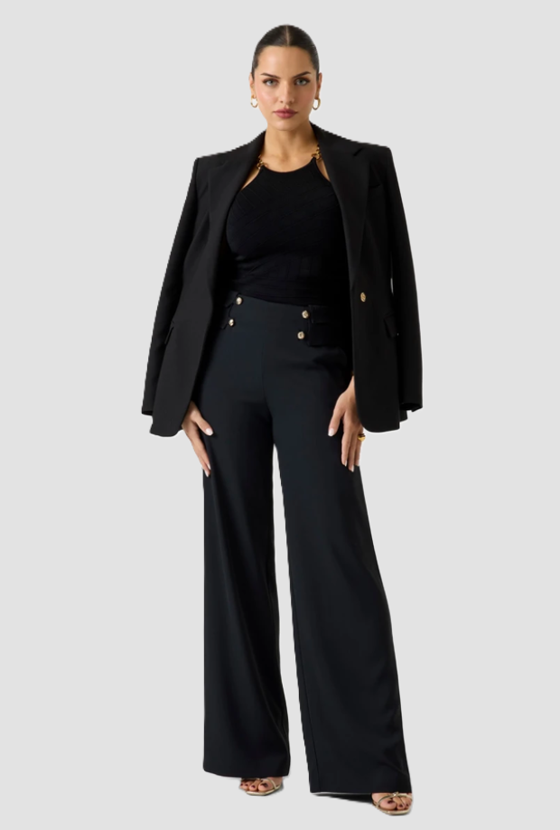 Pantalone wide leg donna nero 