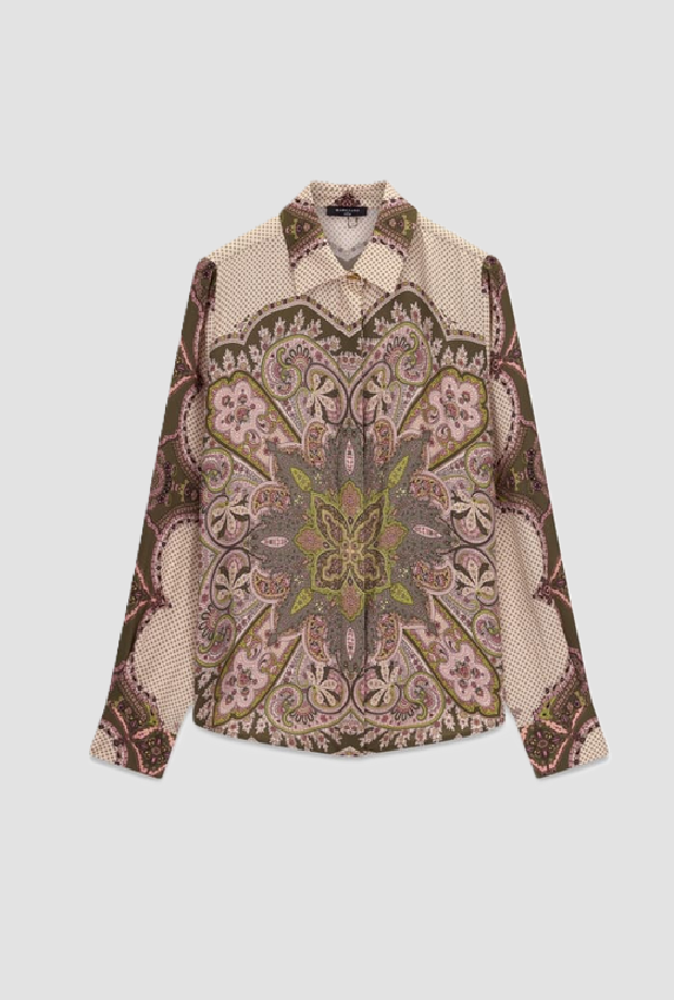 Camicia con stampa donna verde 