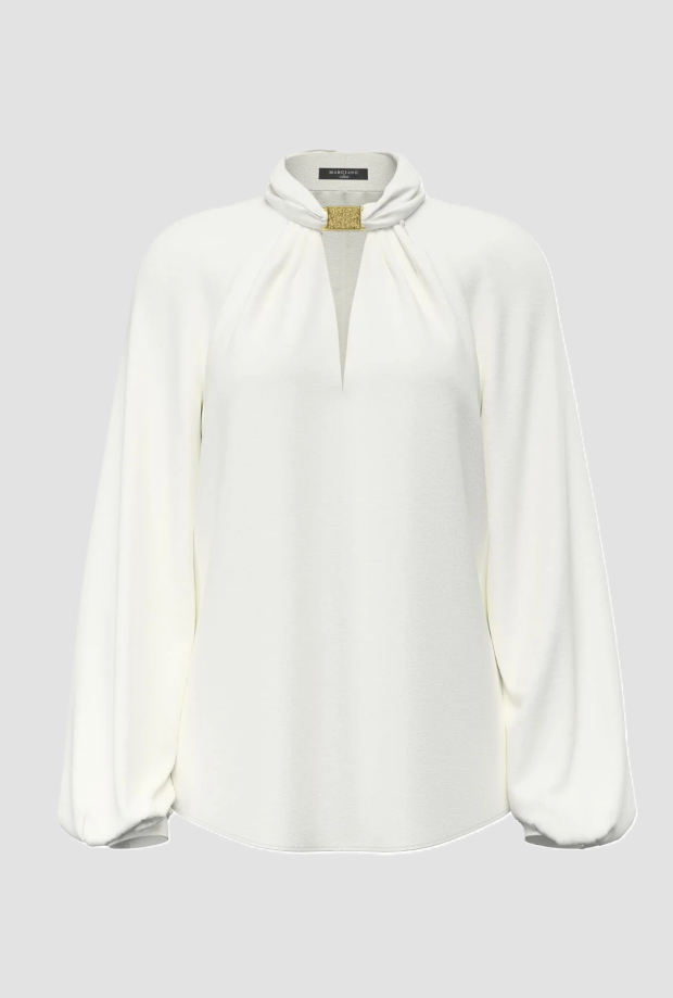 Blusa con scollo a goccia donna bianco 
