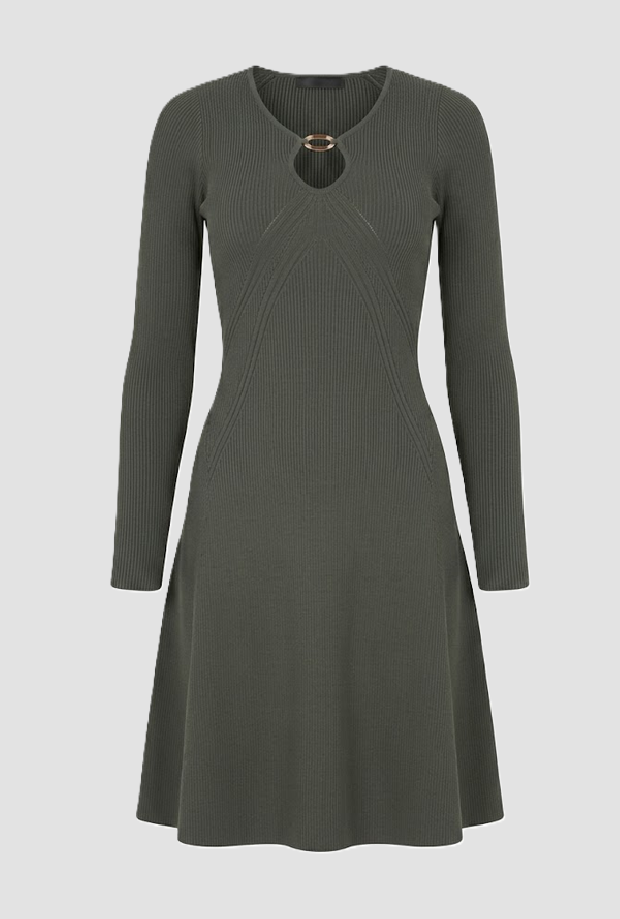 Abito in maglia con scollo a goccia donna verde 