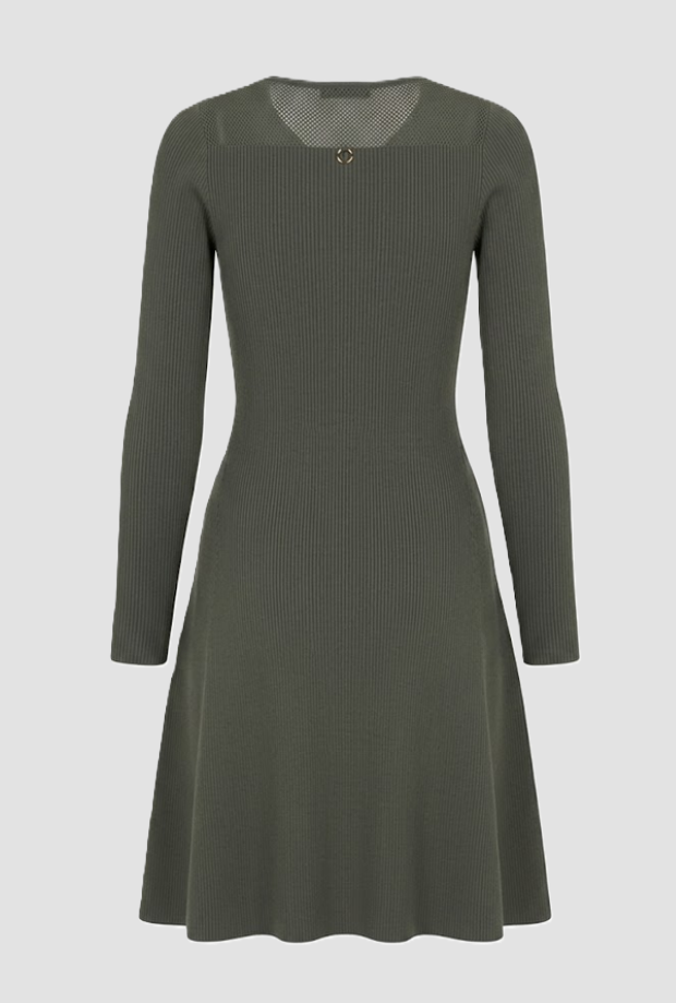 Abito in maglia con scollo a goccia donna verde 