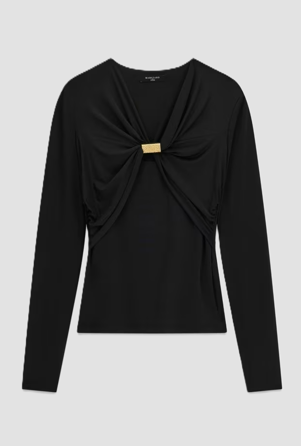 Top drappeggiato donna nero 