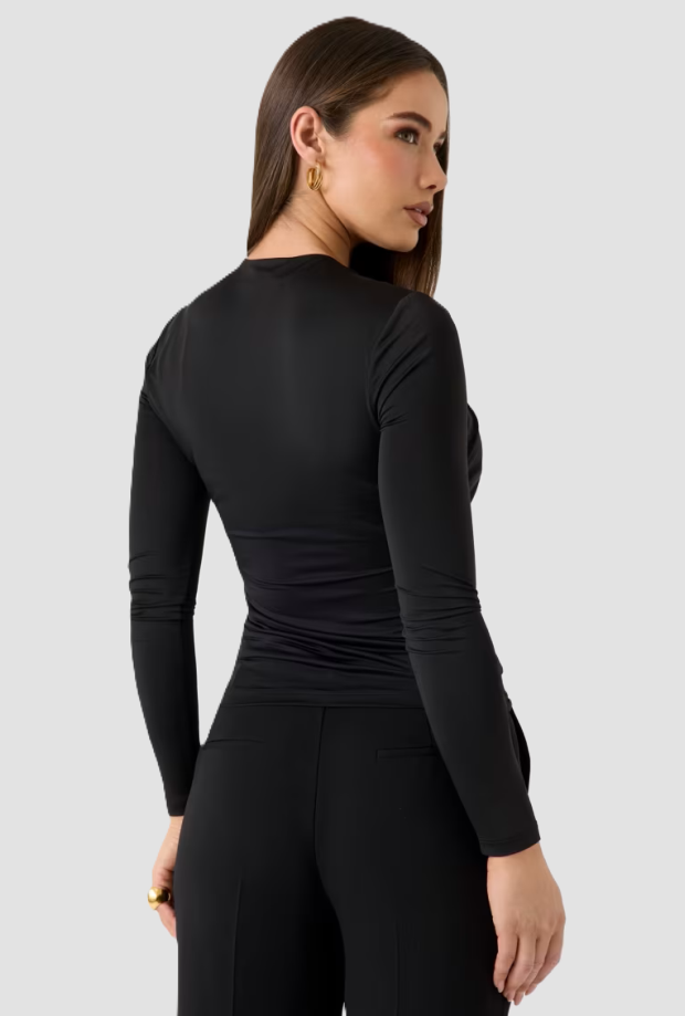 Top drappeggiato donna nero 