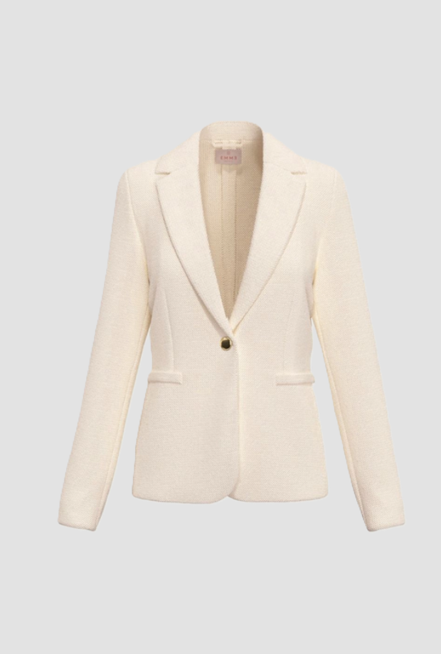 Giacca con bottone bijoux donna bianco 