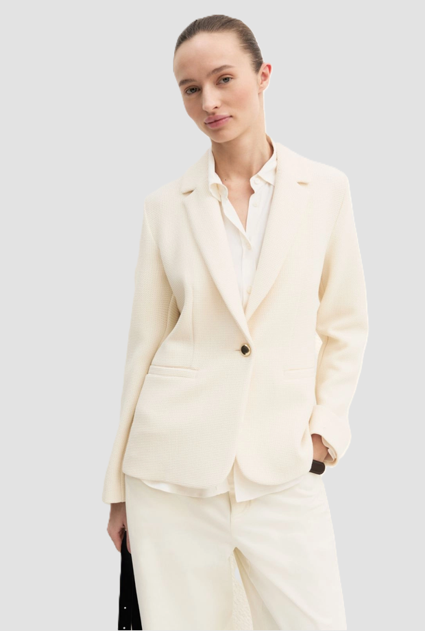 Giacca con bottone bijoux donna bianco 