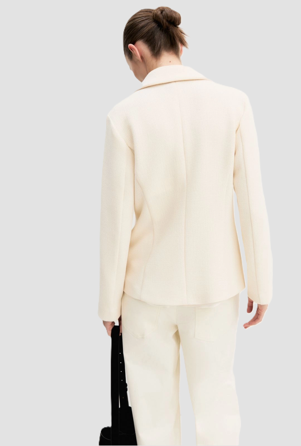 Giacca con bottone bijoux donna bianco 