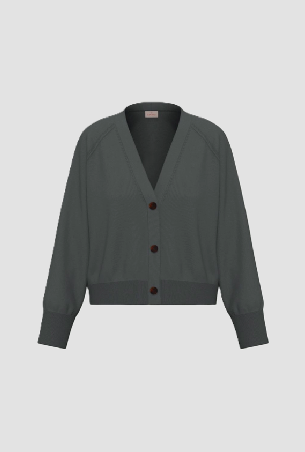 Cardigan con scollo a V donna verde sottobosco 