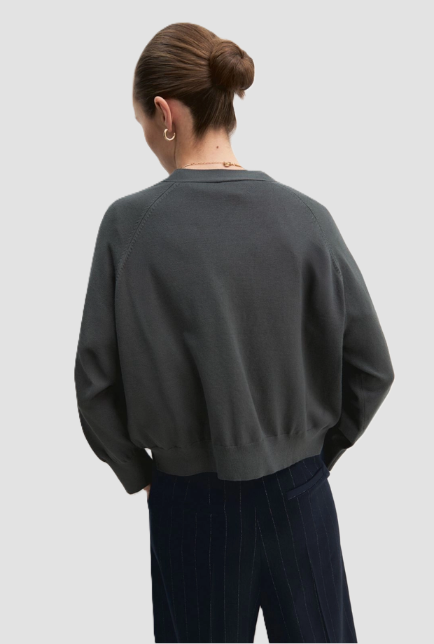 Cardigan con scollo a V donna verde sottobosco 