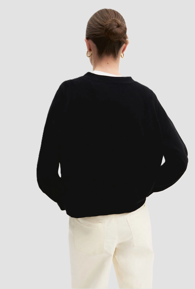 Cardigan con scollo a V donna nero 