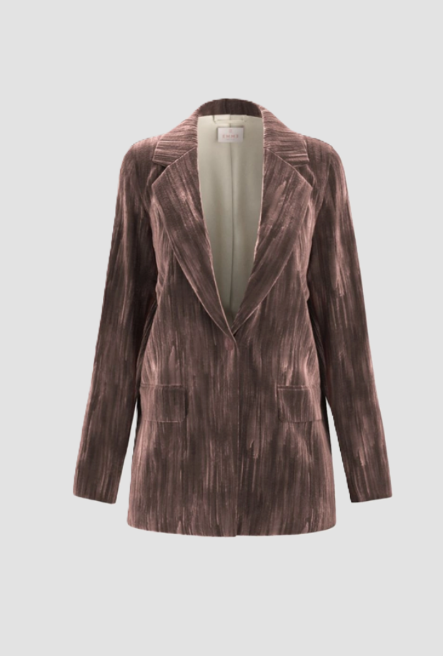 Giacca monopetto in velluto donna marrone 