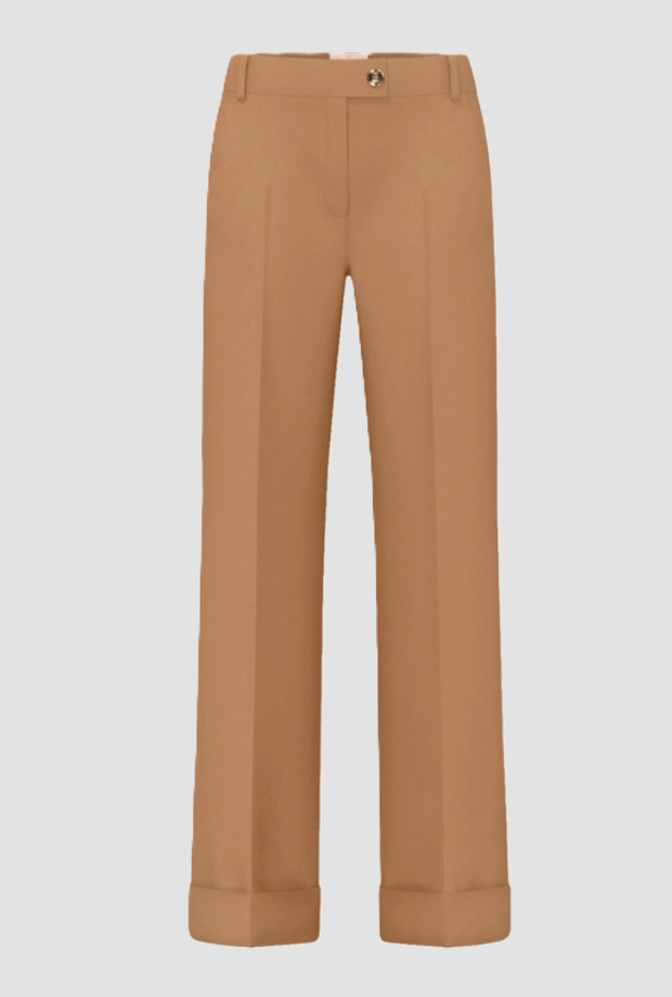 Pantalone con risvolto donna cammello 