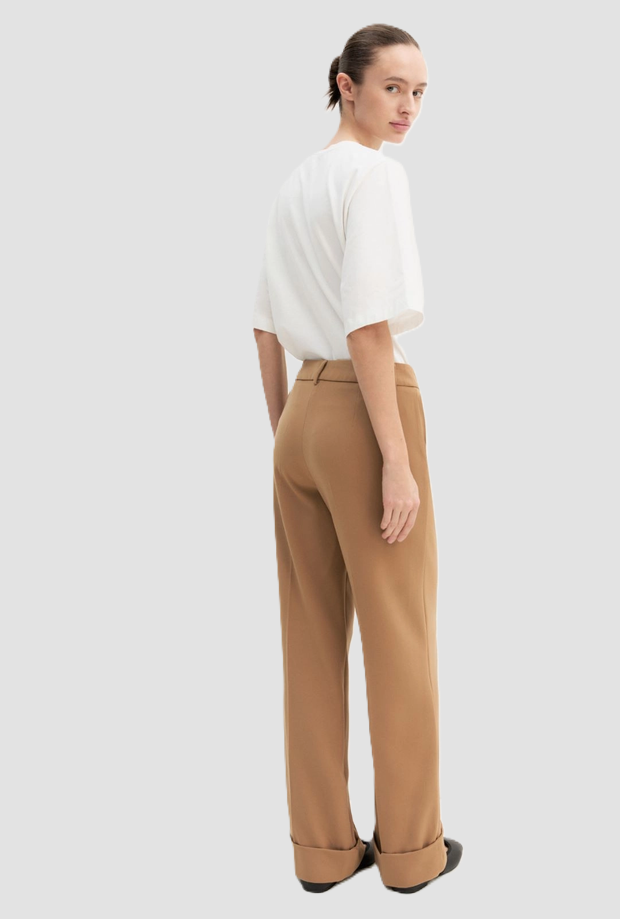 Pantalone con risvolto donna cammello 