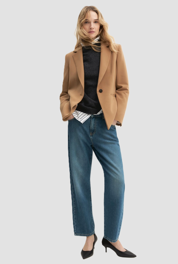 Giacca monopetto donna cammello 