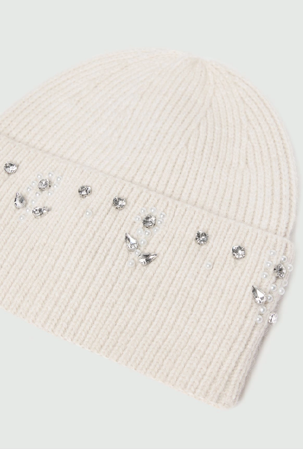 Berretto in maglia donna panna 