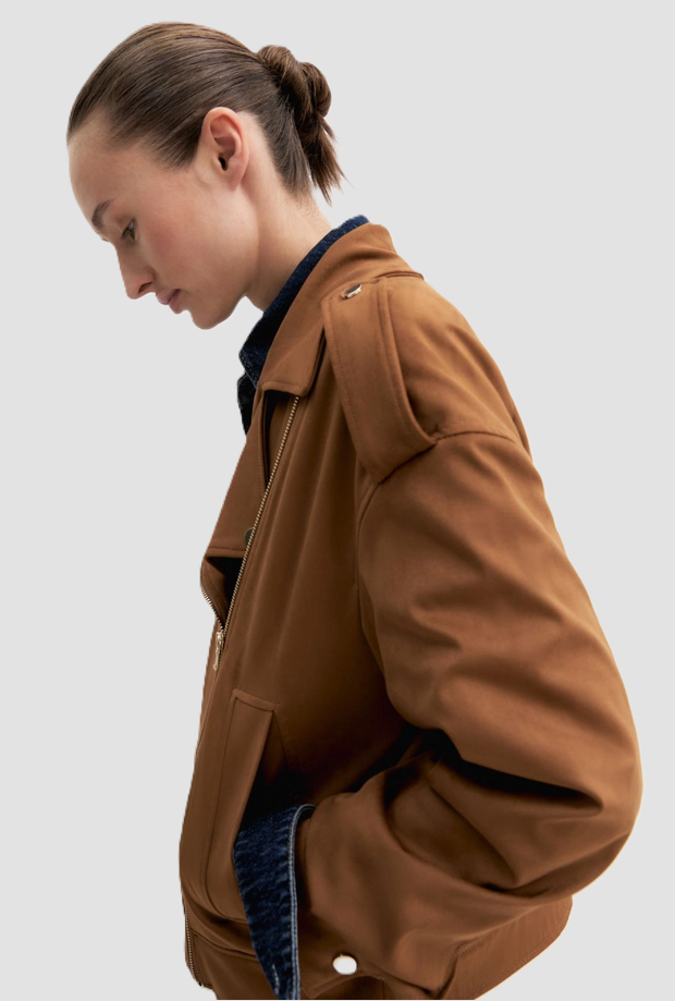 Giacca biker donna cognac 