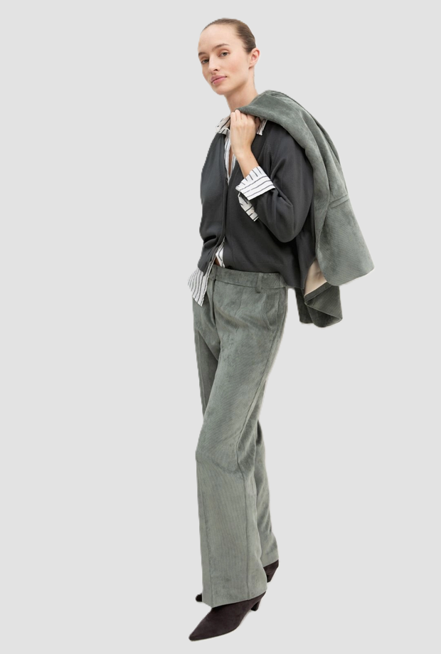 Pantalone in velluto regular fit donna sottobosco 