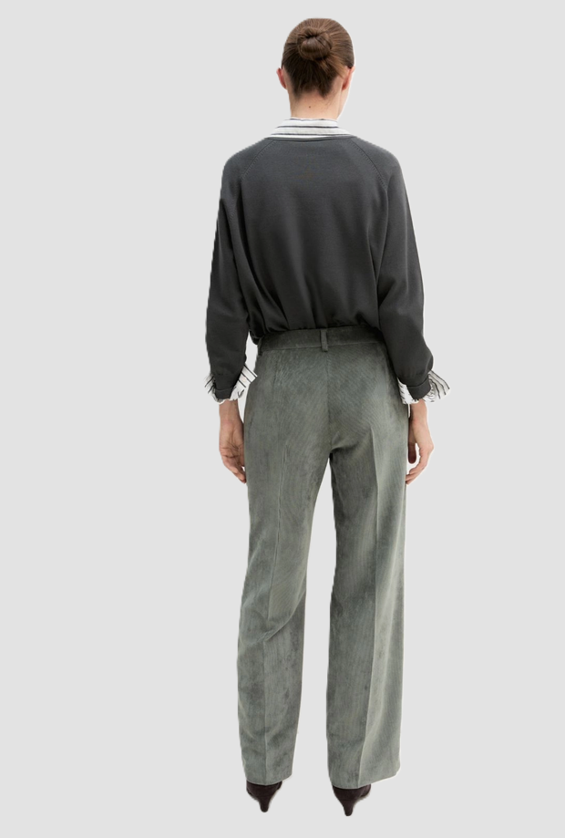 Pantalone in velluto regular fit donna sottobosco 