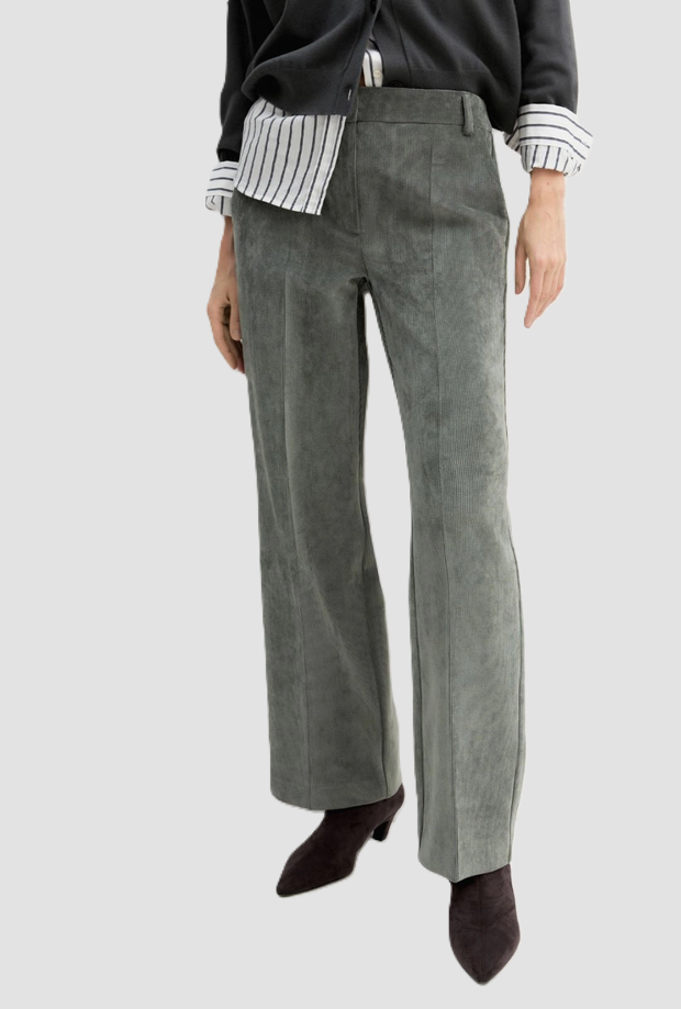 Pantalone in velluto regular fit donna sottobosco 