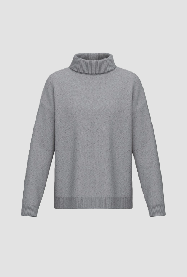 Maglia a collo alto in lana donna grigio 