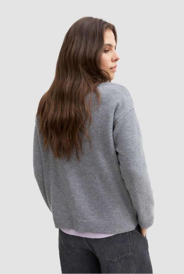 Maglia a collo alto in lana donna grigio 