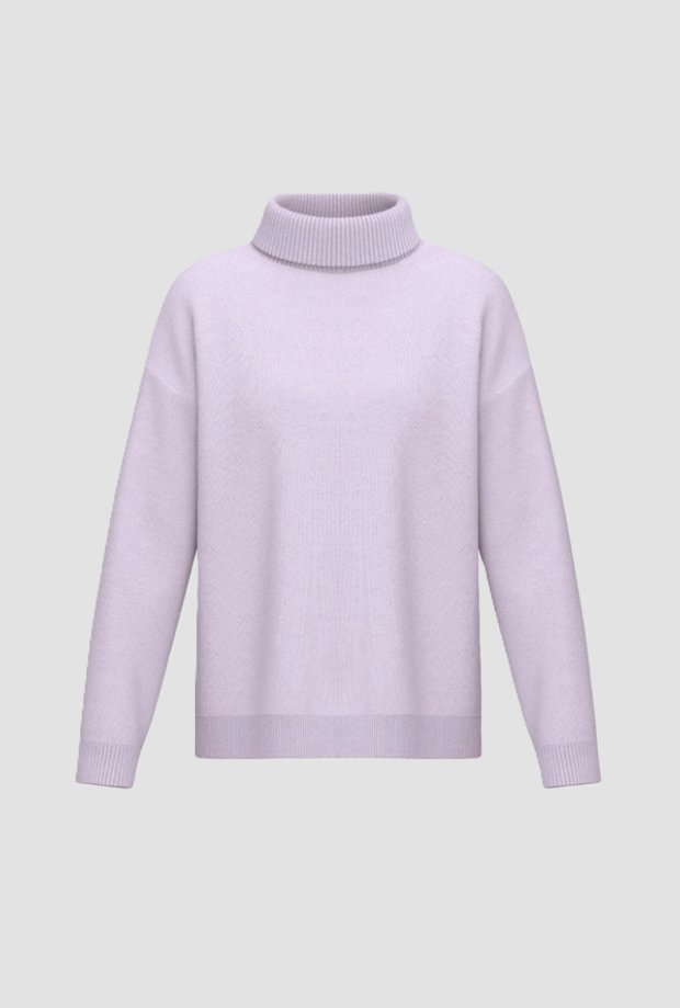 Maglia a collo alto in lana donna lilla 