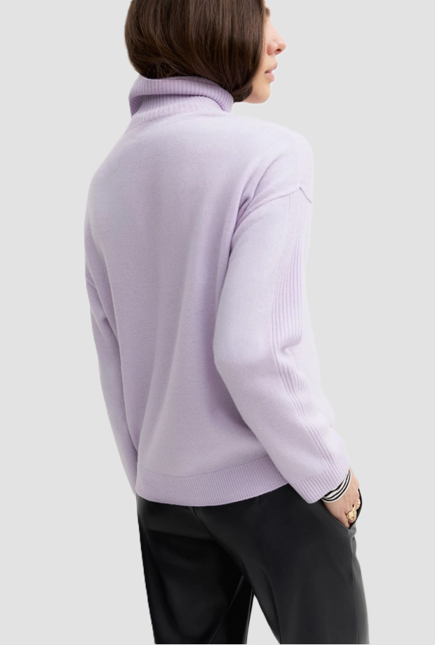 Maglia a collo alto in lana donna lilla 