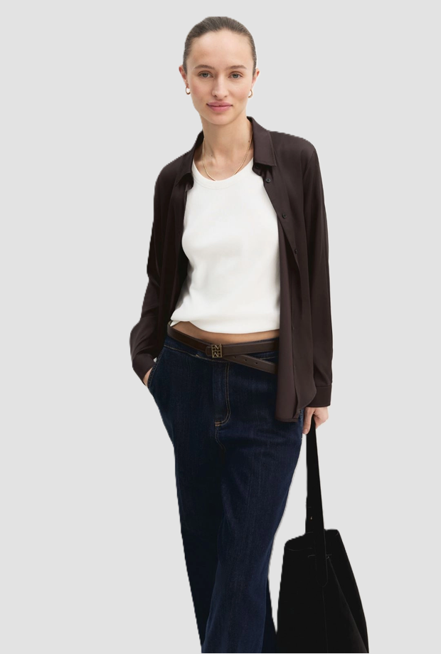 Camicia in raso stretch fit donna testa di moro 