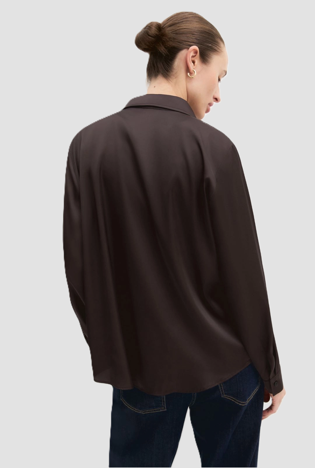 Camicia in raso stretch fit donna testa di moro 