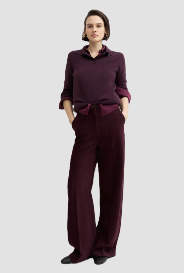Pantalone in ciniglia donna viola 