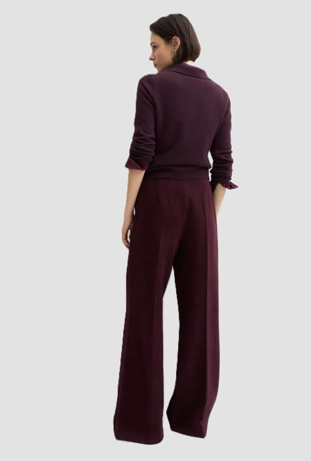 Pantalone in ciniglia donna viola 