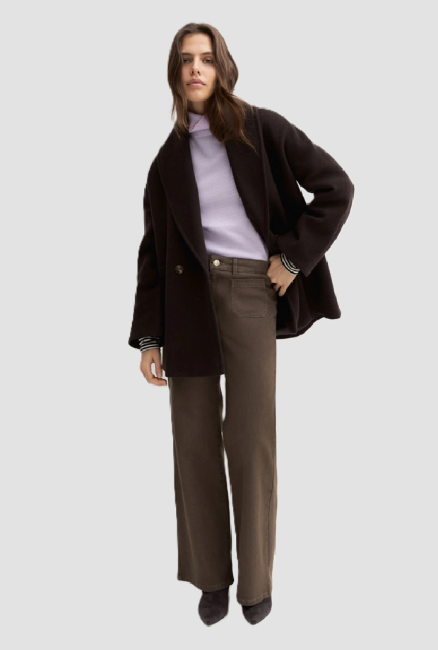 Pantalone ampio donna tortora 