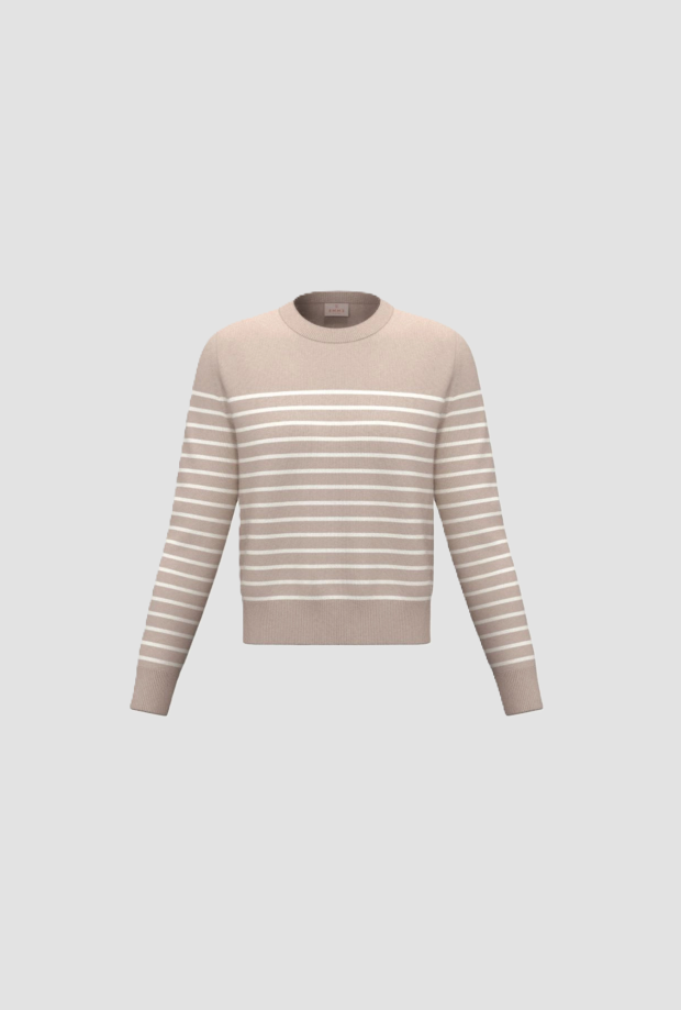 Maglia donna beige a righe in lana 