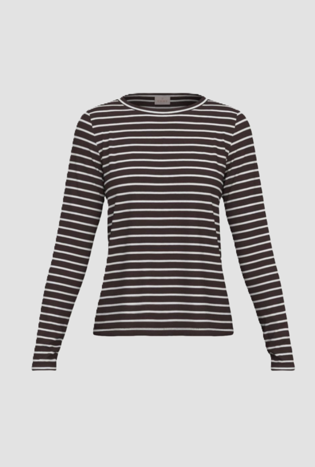 T-shirt a righe donna marrone 