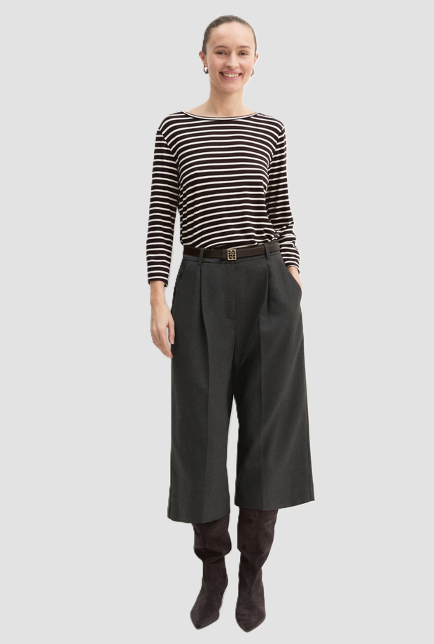 T-shirt a righe donna marrone 