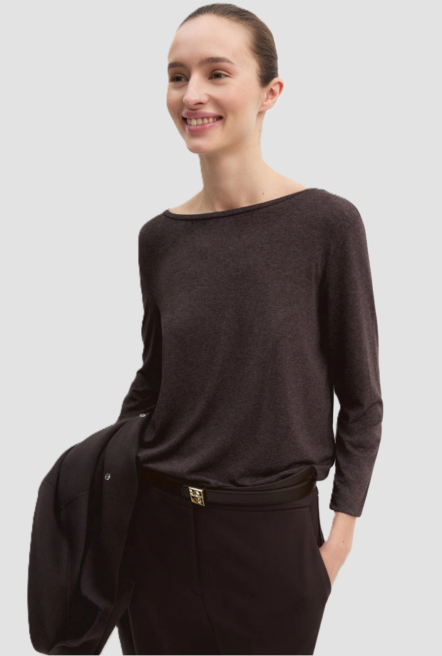 T-shirt in viscosa donna marrone 