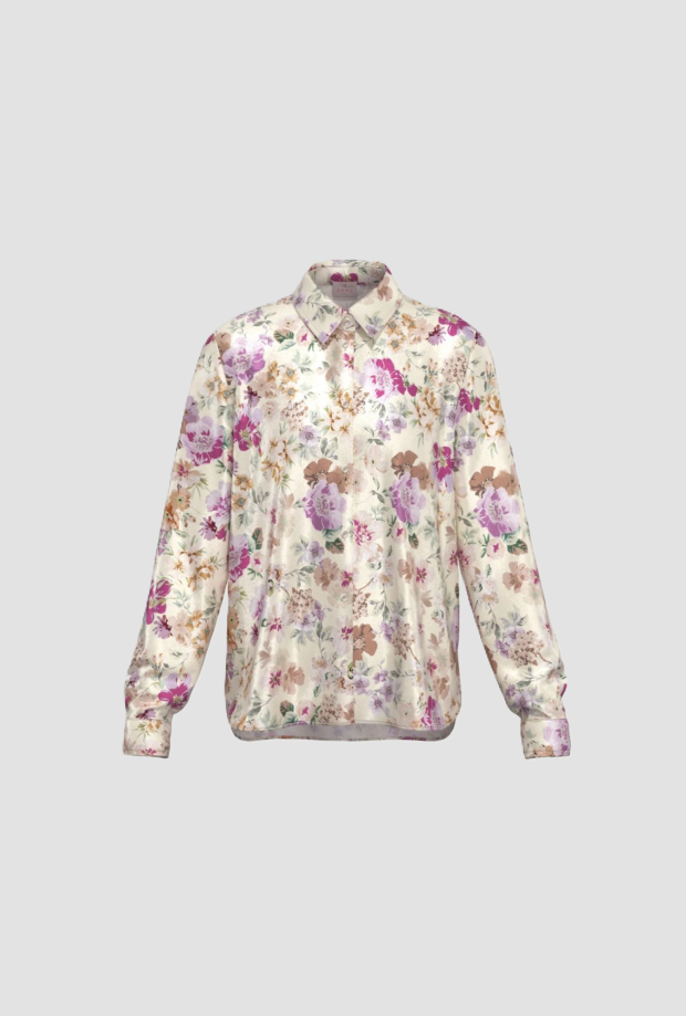 Camicia donna floreale in raso 