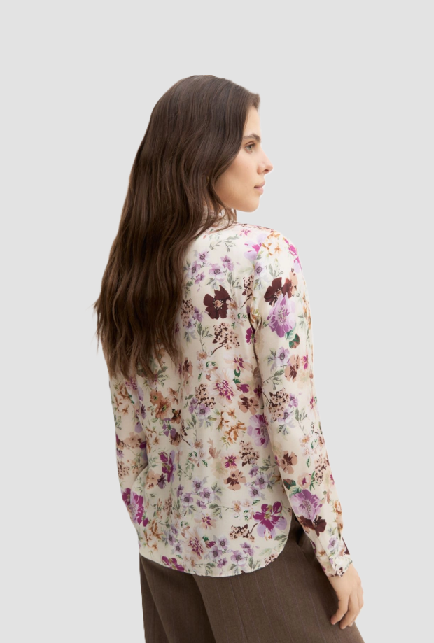 Camicia donna floreale in raso 
