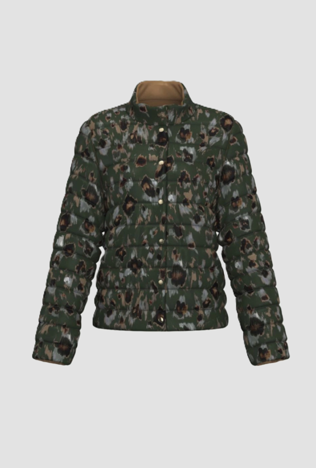 Giubbino reversibile donna verde-cammello 