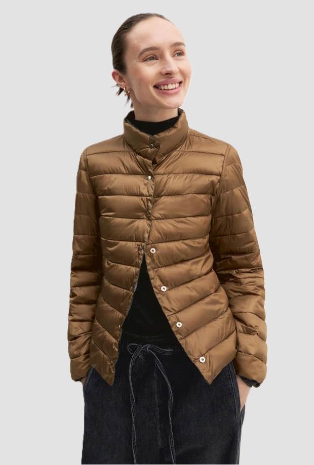 Giubbino reversibile donna verde-cammello 