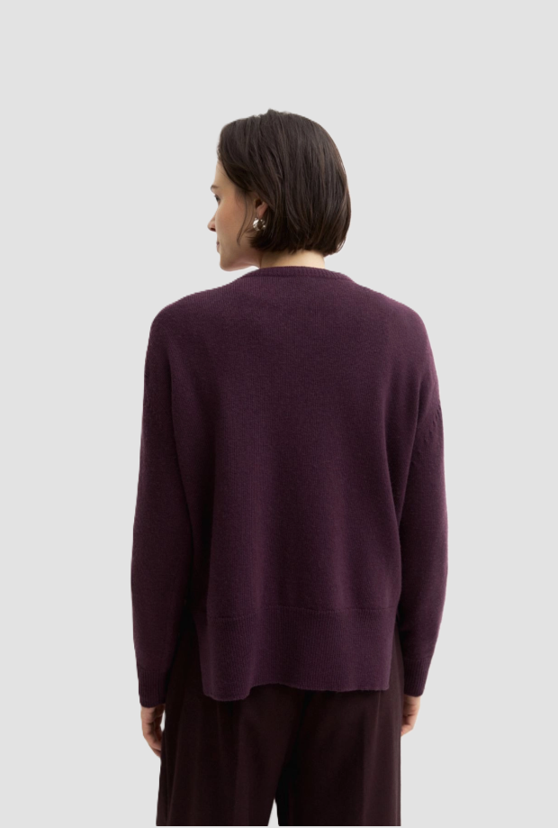 Maglia donna viola con treccia 