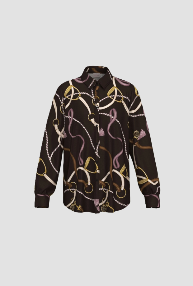 Camicia donna marrone in twill di viscosa 