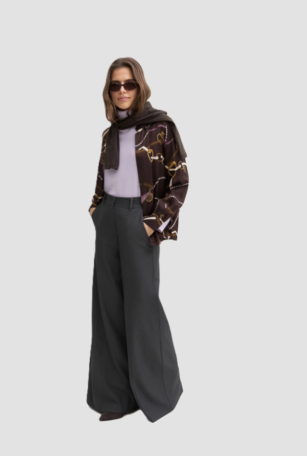 Camicia donna marrone in twill di viscosa 